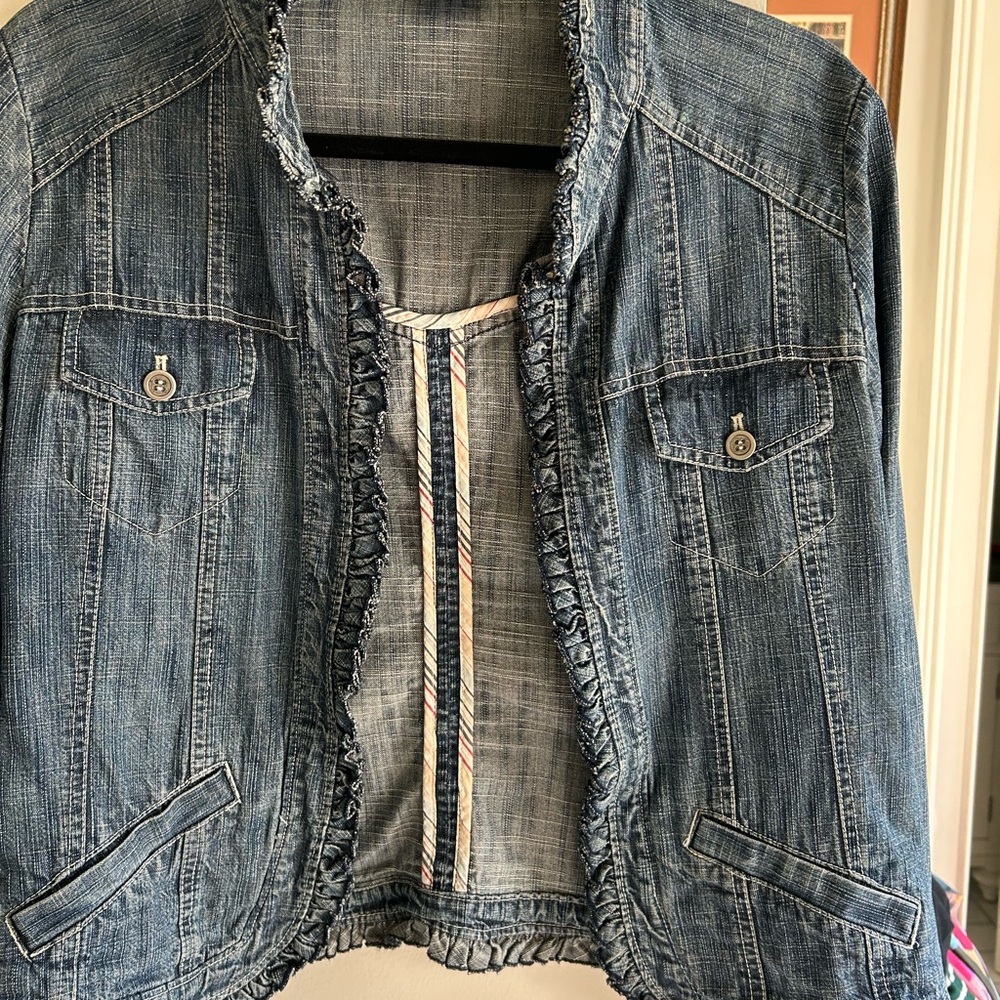 Denim Jacket with Plaid Lining Small